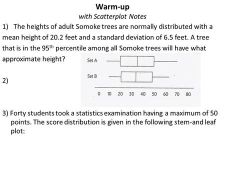 Warm-up with Scatterplot Notes