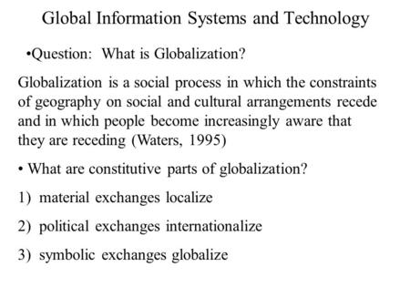 Global Information Systems and Technology