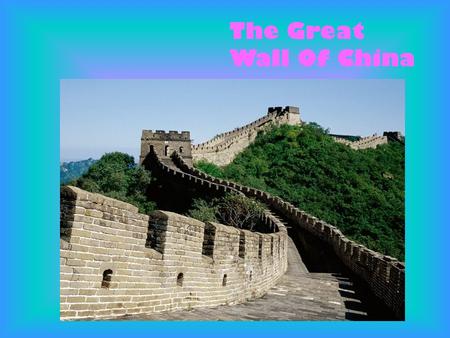 The Great Wall Of China. The Great Wall Of China is the largest handmade monument ever to be built. It is the only one visible from space.