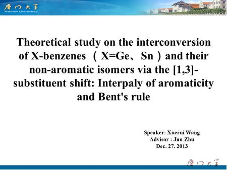 Theoretical study on the interconversion of X-benzenes （ X=Ge 、 Sn ） and their non-aromatic isomers via the [1,3]- substituent shift: Interpaly of aromaticity.