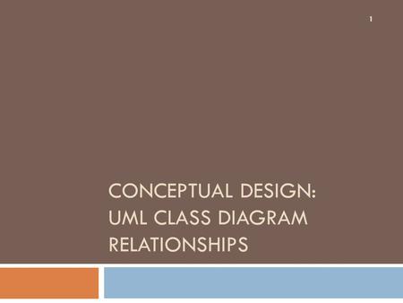 CONCEPTUAL DESIGN: UML CLASS DIAGRAM RELATIONSHIPS