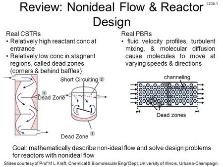 Review: Nonideal Flow & Reactor Design