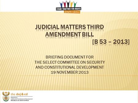 BRIEFING DOCUMENT FOR THE SELECT COMMITTEE ON SECURITY AND CONSTITUTIONAL DEVELOPMENT 19 NOVEMBER 2013.