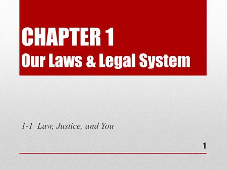 CHAPTER 1 Our Laws & Legal System