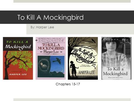 To Kill A Mockingbird By: Harper Lee Chapters 15-17.
