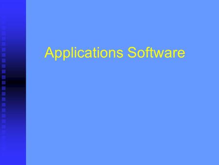 Applications Software. Applications software is designed to perform specific tasks. There are three main types of application software: Applications packages.