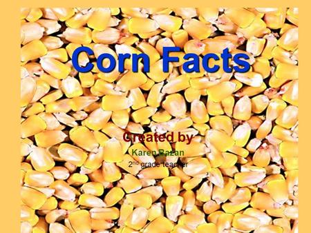 Corn Facts Created by Karen Bazan 2 nd grade teacher.