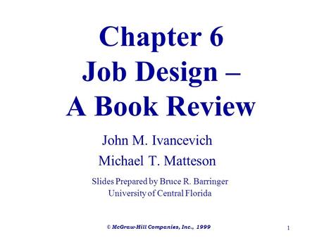 Chapter 6 Job Design – A Book Review