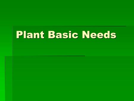 Plant Basic Needs.