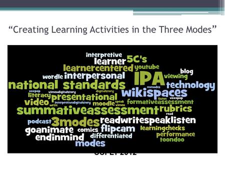 “Creating Learning Activities in the Three Modes ” CCFLT 2012.