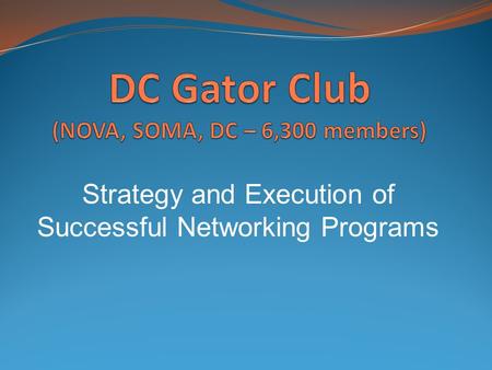 Strategy and Execution of Successful Networking Programs.