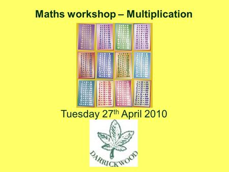 Maths workshop – Multiplication Tuesday 27 th April 2010.