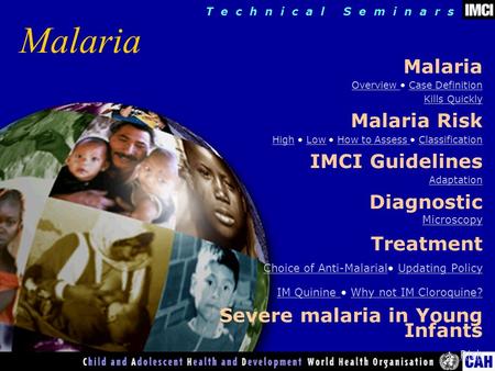 T e c h n i c a l S e m i n a r s Malaria Overview Overview Case DefinitionCase Definition Kills Quickly Malaria Risk HighHigh Low How to Assess ClassificationLowHow.