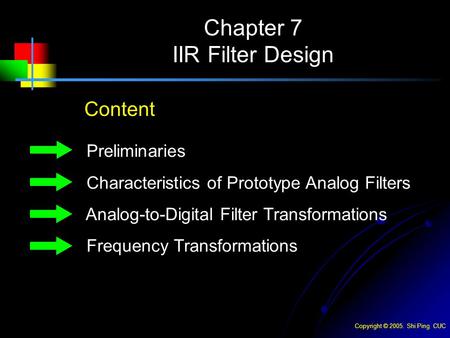 Chapter 7 IIR Filter Design