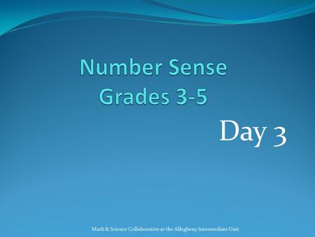 Day 3 Number Sense Grades 3-5
