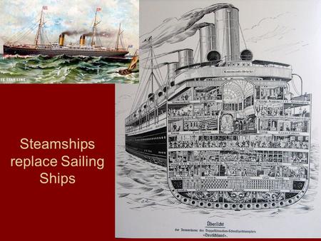 Steamships replace Sailing Ships. Improvements in Steerage.