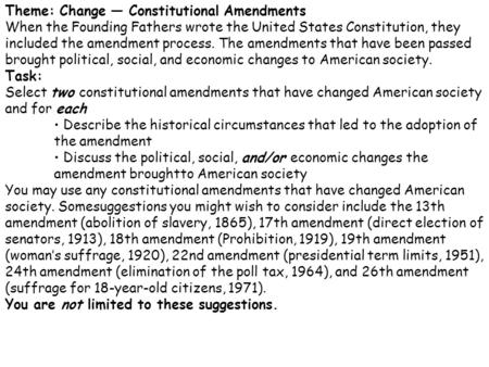 Theme: Change — Constitutional Amendments