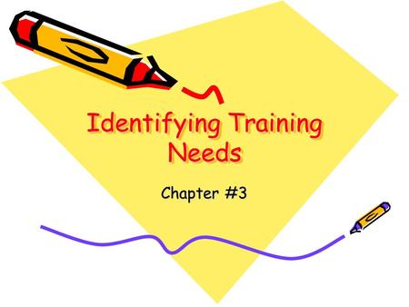 Identifying Training Needs Chapter #3. Why is demand for t and d increasing? Globalization Need for leadership Need for more knowledge workers Expanding.