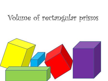 Volume of rectangular prisms. B V= Bh B = area of the base The base of a rectangular prism is a rectangle h The area of a rectangle is length times width.