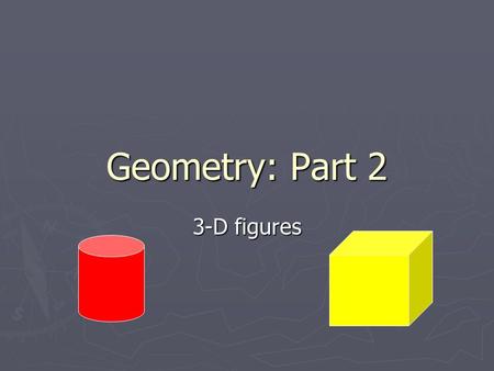 Geometry: Part 2 3-D figures.