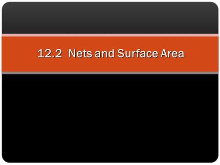12.2 Nets and Surface Area.