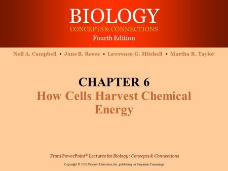 CHAPTER 6 How Cells Harvest Chemical Energy