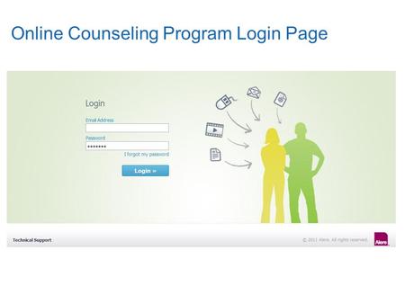 Online Counseling Program Login Page. English Homepage.
