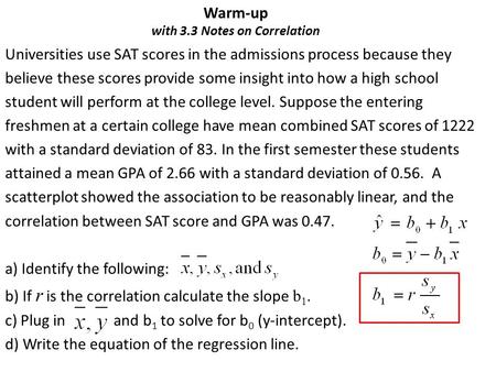 Warm-up with 3.3 Notes on Correlation