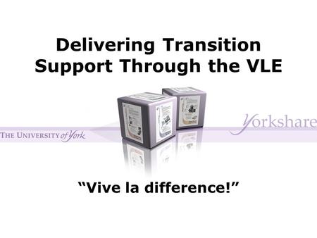 Delivering Transition Support Through the VLE “Vive la difference!”