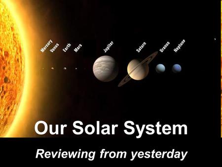Our Solar System Reviewing from yesterday. What is a Planet? definition for a planet is now officially known as a celestial body that (as of 2006) (a)is.