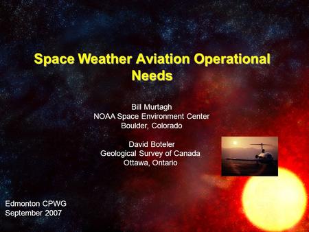 Space Weather Aviation Operational Needs