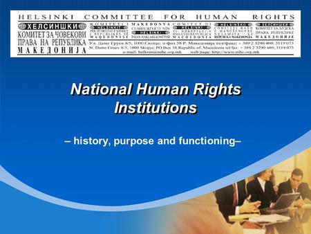 Company LOGO National Human Rights Institutions – history, purpose and functioning–