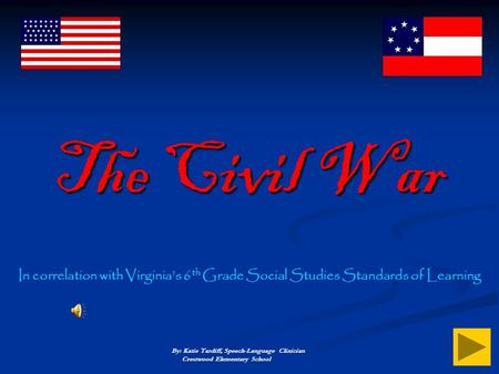 The Civil War In correlation with Virginia’s 6th Grade Social Studies Standards of Learning By: Katie Tardiff, Speech-Language Clinician Crestwood.