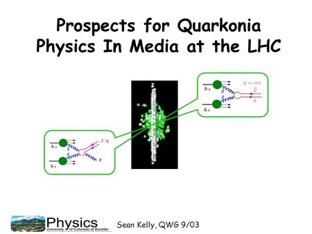 Sean Kelly, QWG 9/03 Prospects for Quarkonia Physics In Media at the LHC.