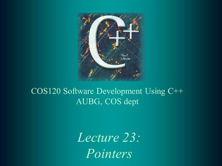 Lecture 23: Pointers. 2 Lecture Contents: t Pointers and addresses t Pointers and function arguments t Pointers and arrays t Pointer arrays t Demo programs.