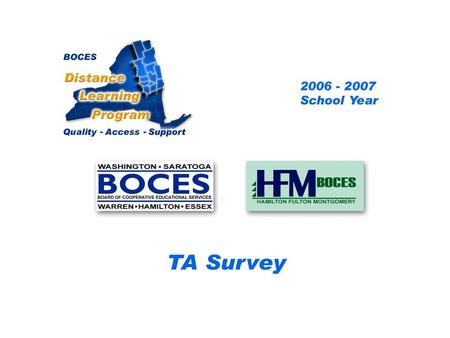 HFM SAN Distance Learning Project DL Aide - Assistant Survey 2006 – 2007 School Year... BOCES Distance Learning Program Quality Access Support.