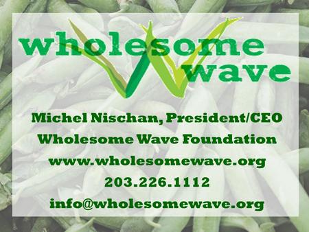 Michel Nischan, President/CEO Wholesome Wave Foundation  203.226.1112