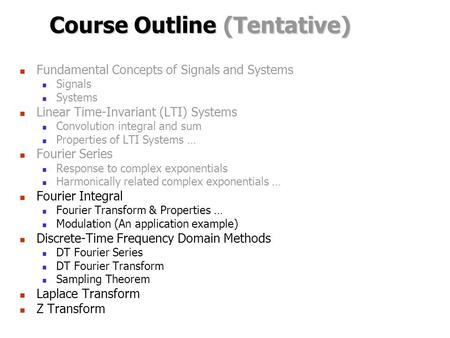 Course Outline (Tentative)