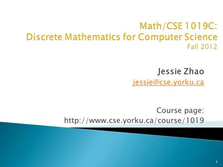 Jessie Zhao Course page:  1.