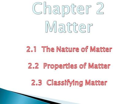 1. To learn about the composition of matter 2. To learn the difference between elements and compounds 3. To define the three states of matter.