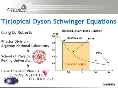T(r)opical Dyson Schwinger Equations Craig D. Roberts Physics Division Argonne National Laboratory & School of Physics Peking University & Department of.
