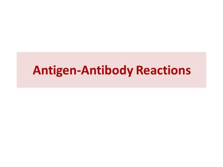 Antigen-Antibody Reactions. Antigen-antibody interactions:  Are reversible specific non-covalent biochemical reactions: – Hydrogen bonds (A chemical.
