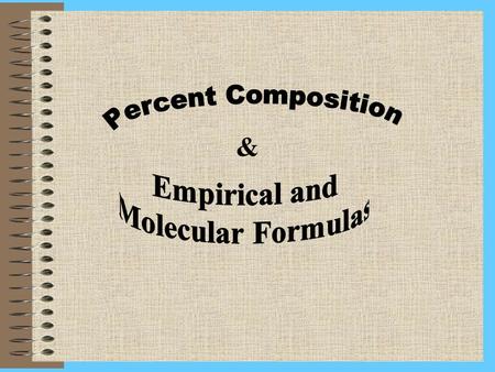 &. Percent Composition Indicates relative % of each element in a compound Total % of the components ~ 100%