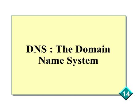14 DNS : The Domain Name System. 14 Introduction - Problem Computers are used to work with numbers Humans are used to work with names ==> IP addresses.