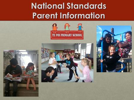 National Standards Parent Information. Overview  General information about the National Standards.  How Te Poi School is reporting against the Standards?