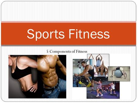 Sports Fitness 5 Components of Fitness. Session 5 Objectives SOLs: 11/12.1, 11/12.2, 11/12.3, 11/12.4, 11/12.5 Objectives: To establish and set fitness.