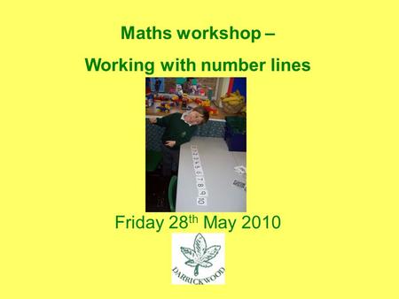 Maths workshop – Working with number lines Friday 28 th May 2010.