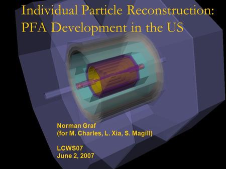 Individual Particle Reconstruction: PFA Development in the US Norman Graf (for M. Charles, L. Xia, S. Magill) LCWS07 June 2, 2007.