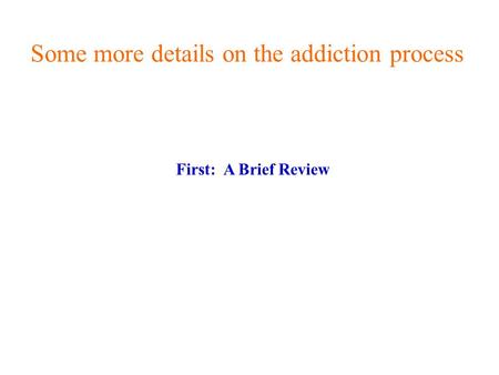 Some more details on the addiction process First: A Brief Review.