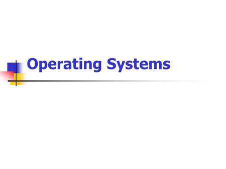 Operating Systems. Operating System  A program running in a computer from the moment it is switched on.  Part of the Systems Software of the computer.
